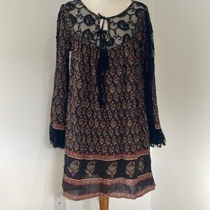 Free People Baby Doll Dress With Lace Embellishments - Size M